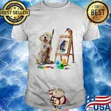 Golden retriever painting bird shirt