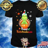 Grinch happy hallothanksmas halloween thanksgiving christmas shirt