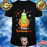 Grinch happy hallothanksmas halloween thanksgiving christmas shirt