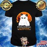 Halloween black cat boo purranormal cativity sunset shirt