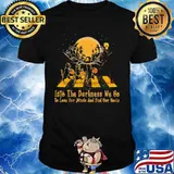 Halloween cat and skeleton into the darkness we go to lose our minds and fund our souls shirt