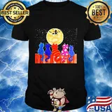 Halloween cats color seeing moon witch shirt