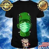 Halloween Frankenstein Costume with Face mask pandemic T-Shirt
