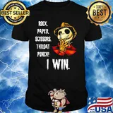 Halloween freddy krueger jack skellington rock paper scissors throat punch i win shirt