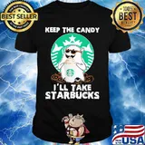 Halloween ghost keep the candy i'll take starbucks shirt