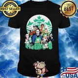 halloween horror characters starbuck coffee logo shirt