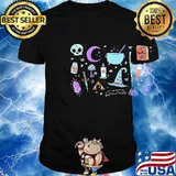 Halloween witch bat broom skull shirt