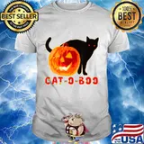 Happy Halloween! Cat-o-boo pumpkin black cat scary design T-Shirt