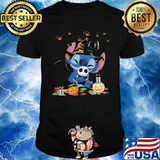 Happy halloween stitch witch pumpkins shirt