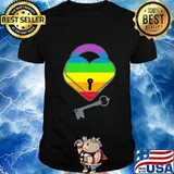 Heart Lock and Key Rainbow T-Shirt T-Shirt