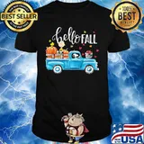 Hello fall the peanuts riding car shirt