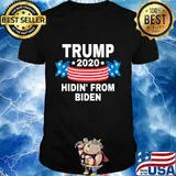 Hidin from Biden shirt USA Flag Trump 2020 Anti Joe Biden T-Shirt
