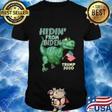 Hiding from Biden shirt kids USA Flag T Rex Trump 2020 T-Shirt