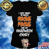 Hocus Pocus and Eat Halloween Candy Funny T-Shirt Ladies tee