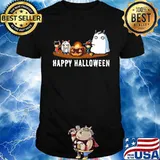 Horror characters cartoon happy halloween shirt