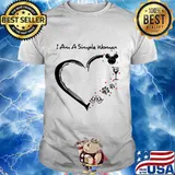 I am a simple woman heart mickey mouse wine paw dog camping shirt