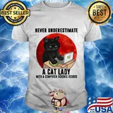 I is developer i make computer beep boop beep boop black cat moon blood halloween shirt