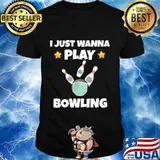 I Just Wanna Play Bowling Quarantine Face Mask Bowling Ball T-Shirt Copy