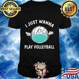 I Just Wanna Play Volleyball Funny Volleyball in Mask T-Shirt