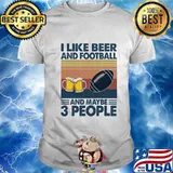 I like beer and football and maybe 3 people vintage retro shirt