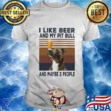 I like beer and my pit bull and maybe 3 people vintage retro line shirt