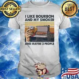I like bourbon and my smoker and maybe 3 people vintage retro white shirt