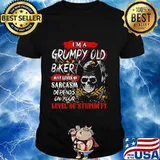 I'm a grumpy old biker my level of sarcasm depends on your level of stupidity skull shirt