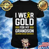 I Wear Gold for My Grandson Childhood Cancer Awareness Gifts T-Shirt