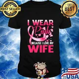 I Wear Pink For My Wife Breast Cancer Awareness Butterfly T-Shirt