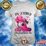 In October Even Witches Wear Pink Autumn Fall Breast cancer T-Shirt