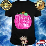 In october we wear pink pumpkin ribbon halloween shirt