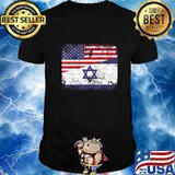 ISRAELI ROOTS Half American Flag USA ISRAEL FLAG T-Shirt