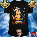 Jasmine happy hallothanksmas halloween thanksgiving christmas shirt