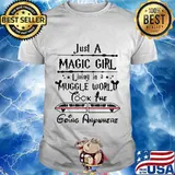 Just a wizard girl living in a muggle world look the going anywhere the subway stars quote shirt