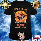 Just a woman who loves acdc and halloween pumpkins shirt