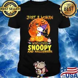 Just a woman who loves snoopy and halloween shirt