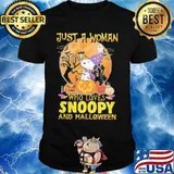 Just a woman who loves snoopy and halloween shirt