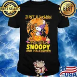 Just a woman who loves snoopy and halloween shirt