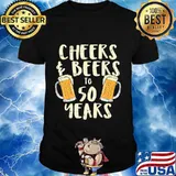 Mens Cheers Beers 50 Years Old Fifty 50th Birthday Gift For Men T-Shirt