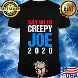 Mens Say No To Creepy Joe 2020 Vintage Funny Anti Joe Biden Retro T-Shirt