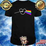 Mickey mouse pink floyd band rainbow shirt