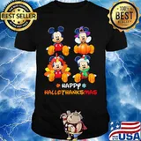 Mickey mouse witch happy hallothanksmas halloween thanksgiving christmas shirt