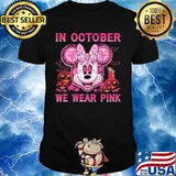 Minnie mouse in october we wear pink breast cancer awareness shirt