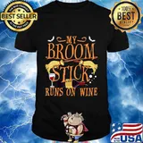 My Broomstick Runs on Wine Halloween T-Shirt