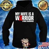 My Wife is a Warrior Red Ribbon Stroke Awareness T-Shirt Hoodie