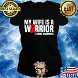 My Wife is a Warrior Red Ribbon Stroke Awareness T-Shirt Ladies tee