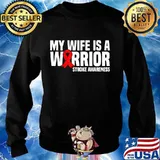 My Wife is a Warrior Red Ribbon Stroke Awareness T-Shirt Sweater