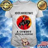 Never underestimate a cowboy with a horse moon blood halloween shirt