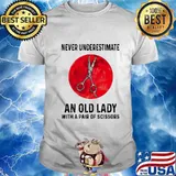 Never Underestimate An Old Lady With A Pair Of Scissors Blood Moon Shirt