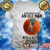 Never underestimate an old man with a bicycle who was born in december shirt